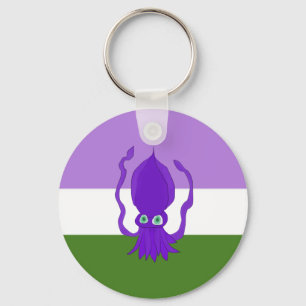 Genderqueer Pride Squid Keychain