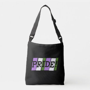 Genderqueer pride text sign crossbody bag