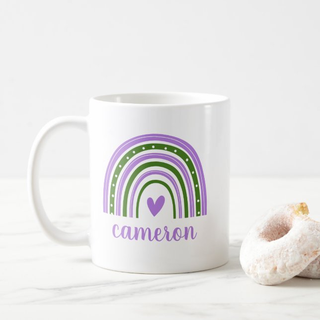 Genderqueer Rainbow Personalised Coffee Mug (With Donut)