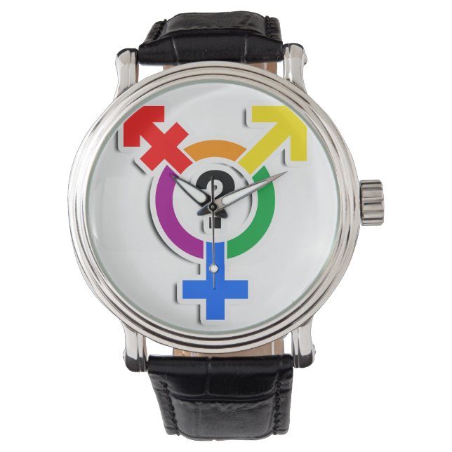 GENDERQUEER SYMBOL RAINBOW 3D -.png Watch (Front)