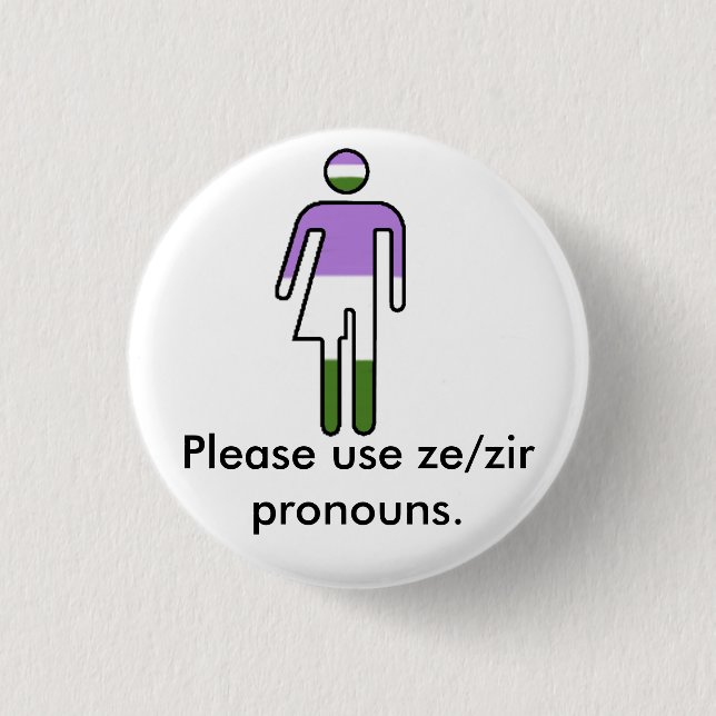 Genderqueer Ze/Zir Pronoun Buttons (Front)