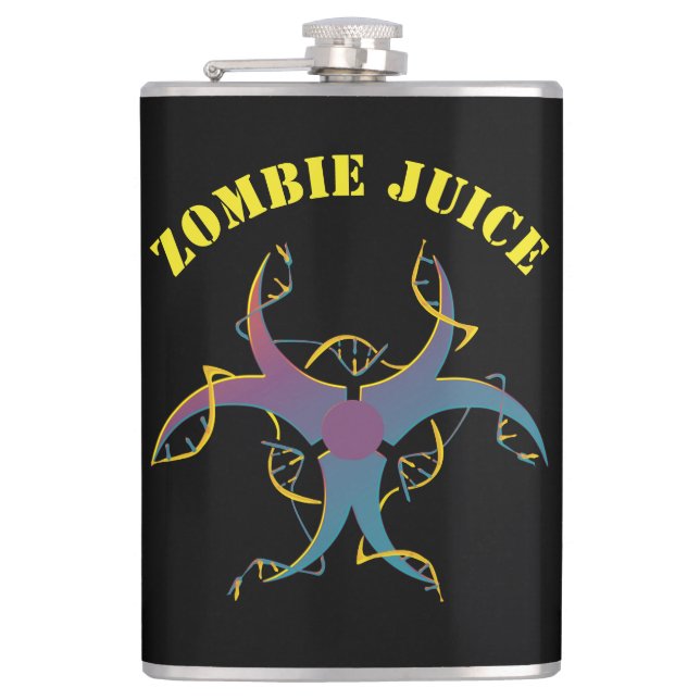 Gene Splicing Bio Hazard Symbol Hip Flask (Front)