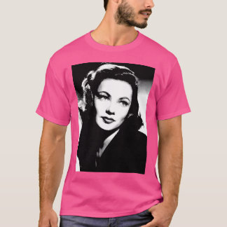 Gene Tierney Linocut In Black  White T-Shirt