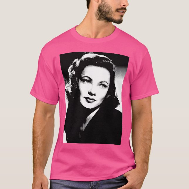 Gene Tierney Linocut In Black  White T-Shirt (Front)