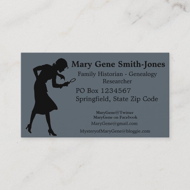 Genealogist/Family Historian Card (Front)