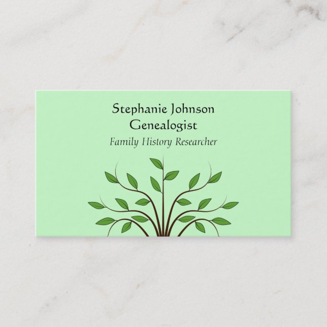 Genealogist Genealogy Tree Custom Business Card 2 (Front)