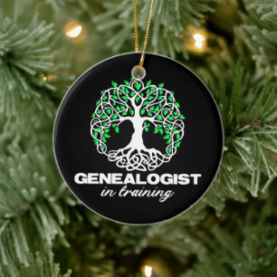 Genealogist In Training Funny Genealogy Tree Gifts Ceramic Tree Decoration