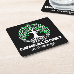 Genealogist In Training Funny Genealogy Tree Gifts Square Paper Coaster