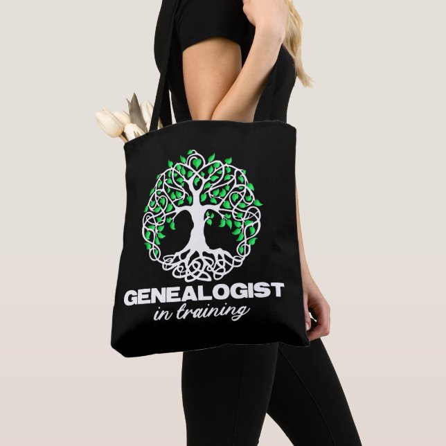 Genealogist In Training Funny Genealogy Tree Gifts Tote Bag (Close Up)
