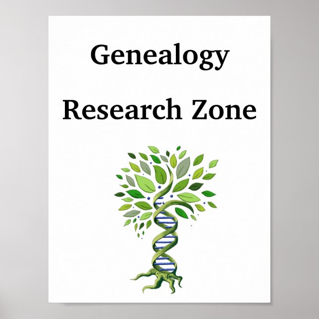 Genealogist Research Zone DNA Tree Poster (Front)