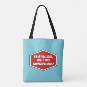 Genealogist Superpower Custom Blue Tote Bag