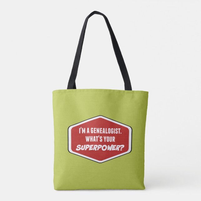 Genealogist Superpower Custom Green Tote Bag (Back)
