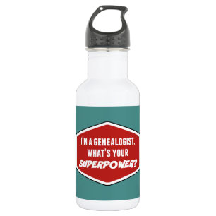 Genealogist Superpower Custom Water Bottle (18 oz)