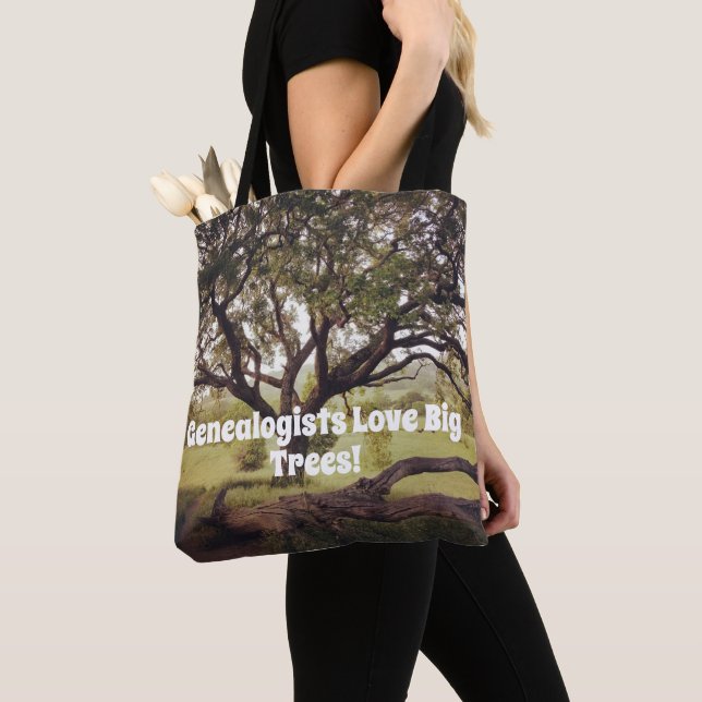 Genealogists Love Big Trees Tote Bag (Close Up)