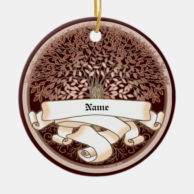Genealogy family tree ceramic tree decoration (Front)