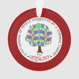 Genealogy Holiday Patchwork Family Tree Fun Gift Ornament