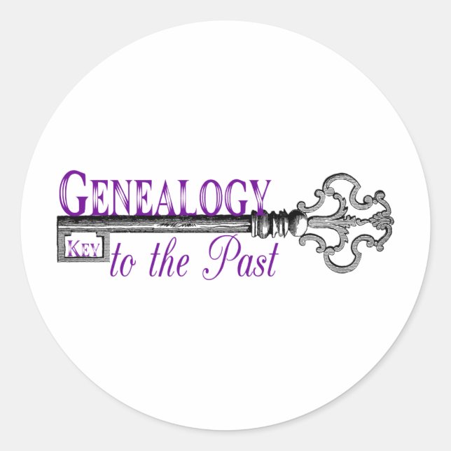 Genealogy Key to Past Classic Round Sticker (Front)
