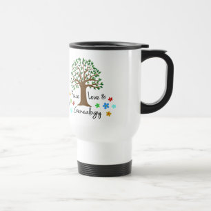 Genealogy Peace and Love Family Tree Travel Travel Mug
