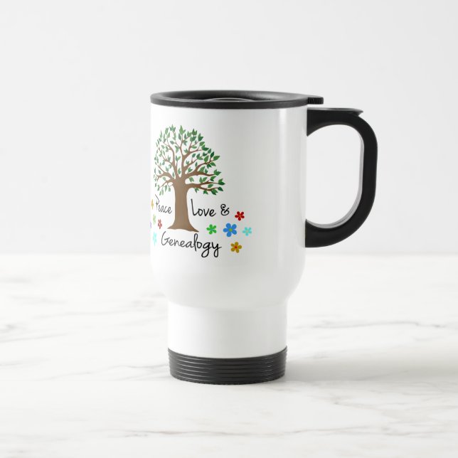 Genealogy Peace and Love Family Tree Travel Travel Mug (Right)