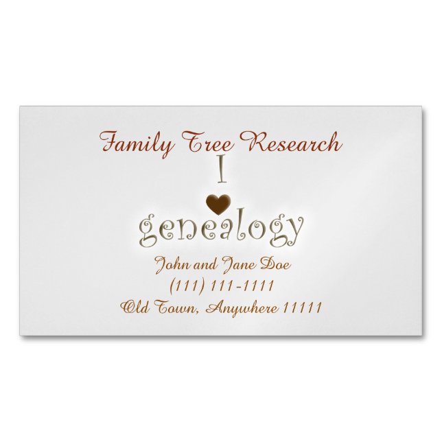 Genealogy Researcher Template Magnetic Business Card (Front)