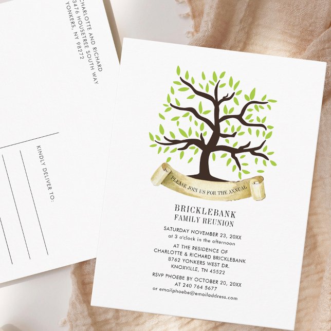 Genealogy Tree Family Reunion Annual Party Invitation Postcard (Genealogy Tree Family Reunion Annual Party Invitation Postcard)