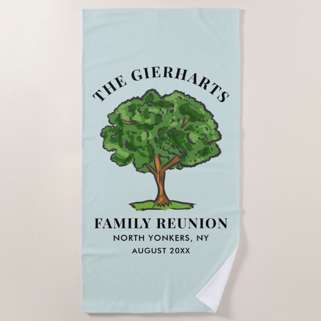 Genealogy Tree Family Reunion Cousins Get Together Beach Towel (Front)