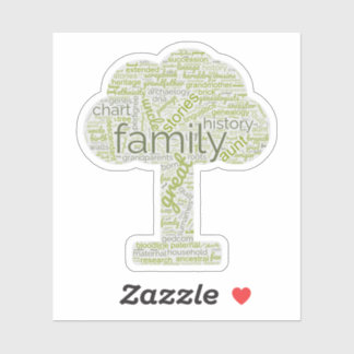 Genealogy Word Tree Custom-Cut Vinyl Sticker Green