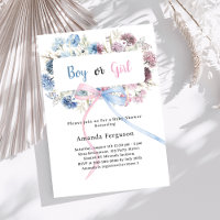 Gener reveal party blue pink florals bow boy girl