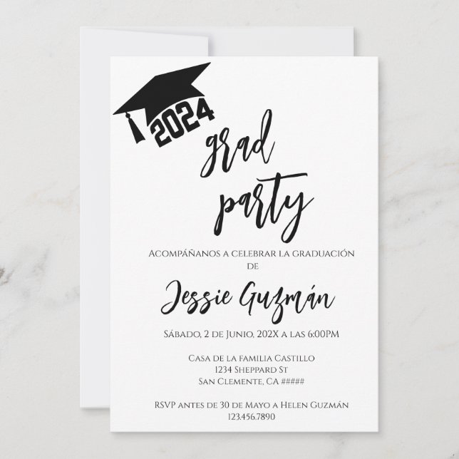 Generación 2024 invitación de graduación invitation (Front)