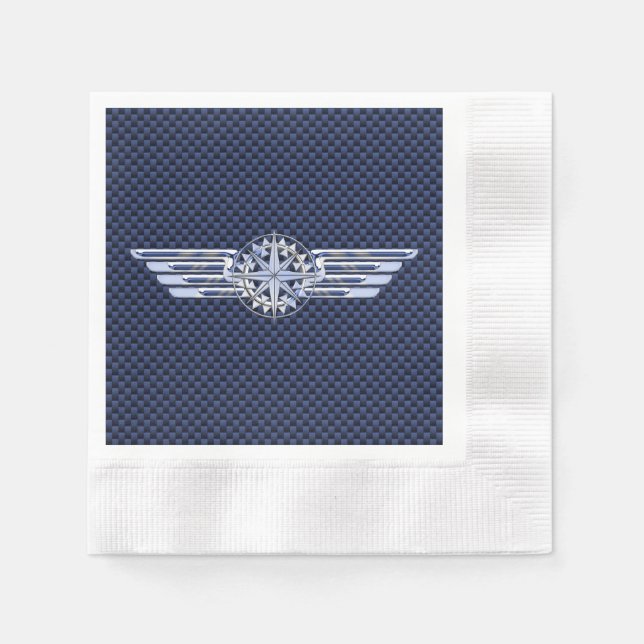 General Air Pilot Chrome Like Wings Compass Napkin (Front)