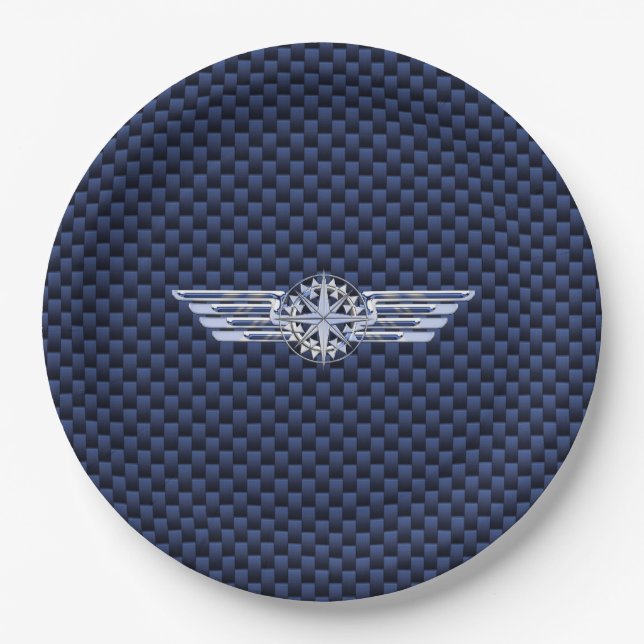 General Air Pilot Chrome Like Wings Compass Paper Plate (Front)
