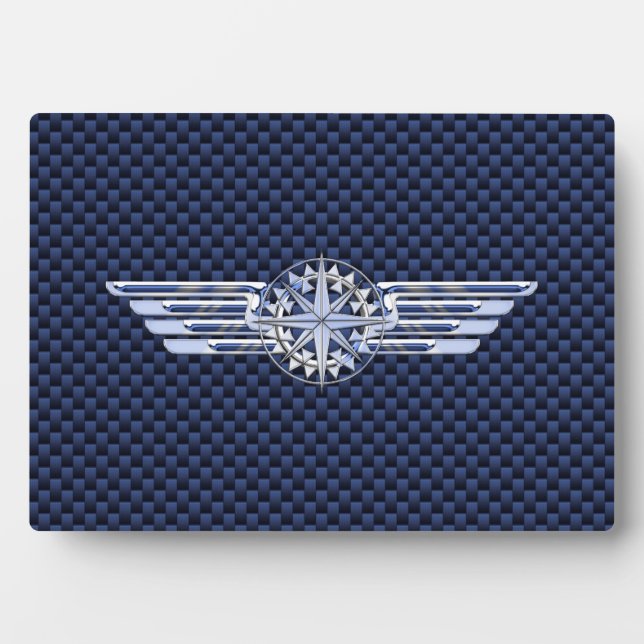 General Air Pilot Chrome Like Wings Compass Plaque (Front)