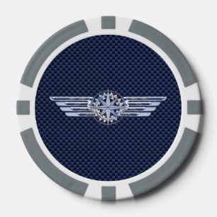 General Air Pilot Chrome Like Wings Compass Poker Chips