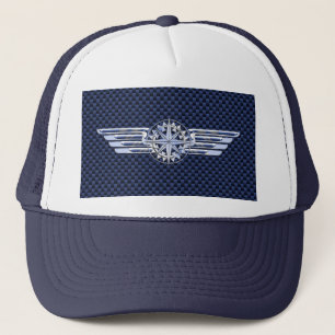 General Air Pilot Chrome Like Wings Compass Trucker Hat