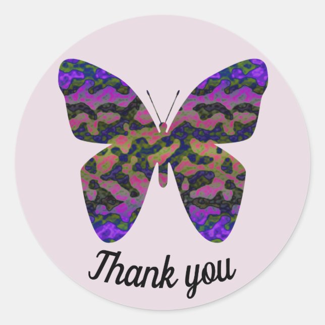 General Appreciation Thank You Modern Butterfly Classic Round Sticker (Front)