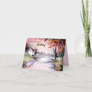 General Birthday Arched Bridge Watercolor Painting Announcement