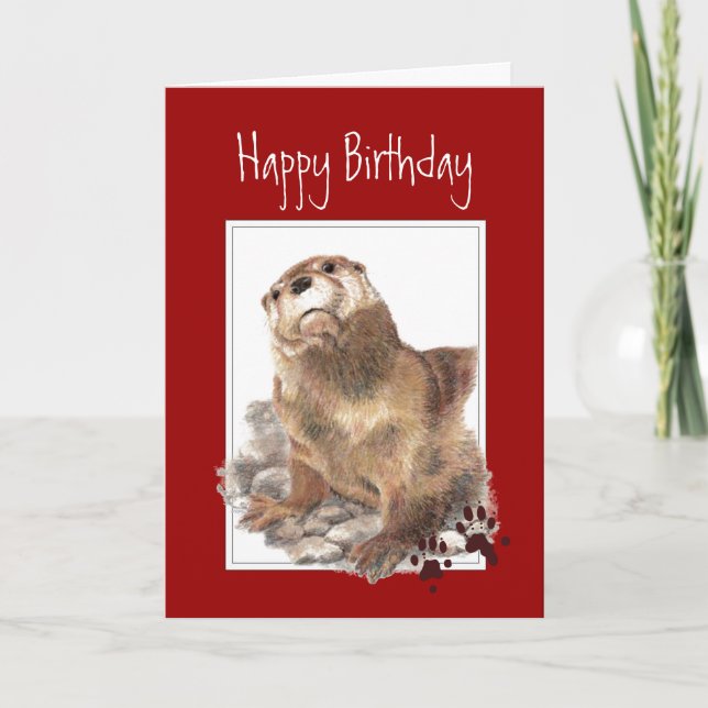 General Birthday, Cute Otter, Funny Animal Card (Front)