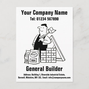 General Builder Cartoon to Personalise Postcard