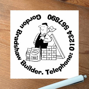 General Builder with Building Materials. Rubber Stamp