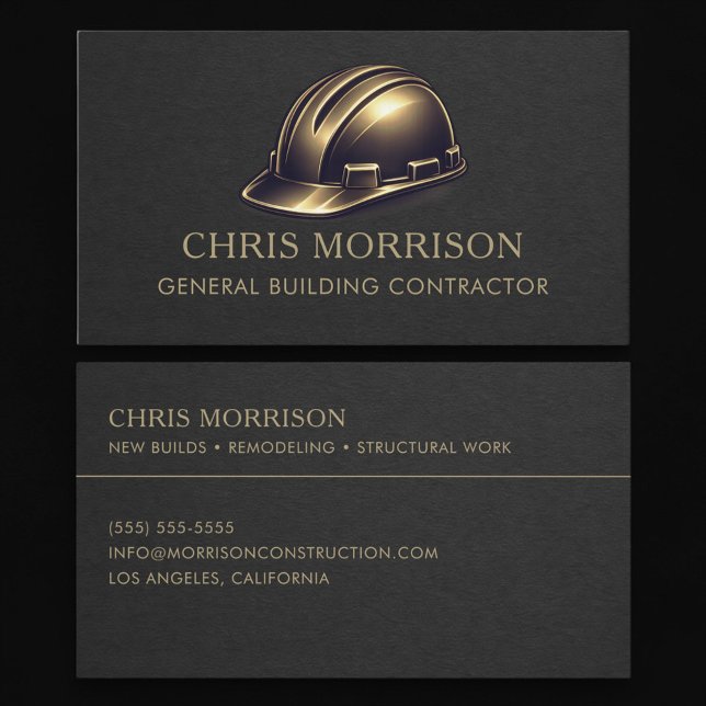 General Building Contractor Hard Hat Professional Business Card (Creator Uploaded)