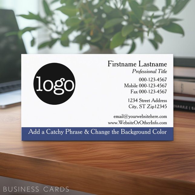 General Business Card Template with Logo (Custom Business Card - Online Template Plus Low Quantity Printing)
