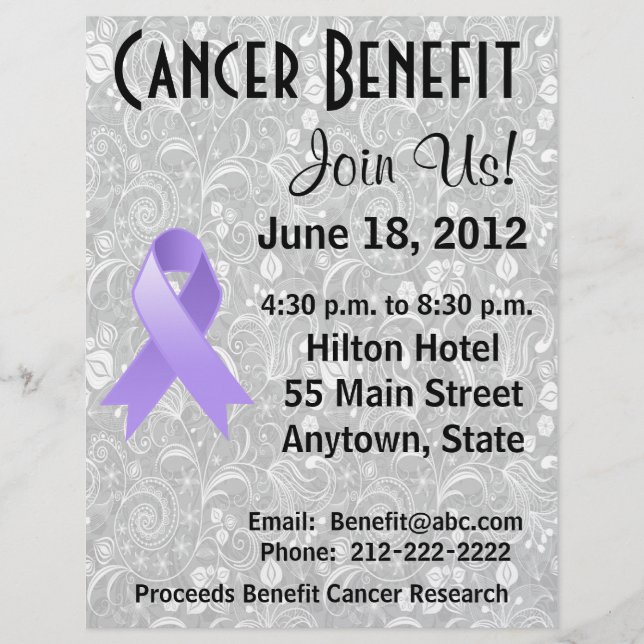 General Cancer Awareness Benefit Grey Floral Flyer (Front)