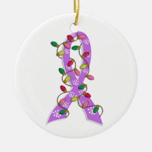 General Cancer Christmas Lights Ribbon Ceramic Tree Decoration