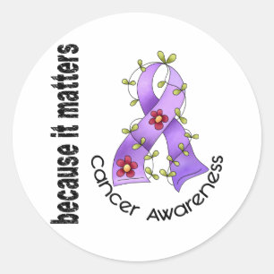 General Cancer Flower Ribbon 3 Classic Round Sticker