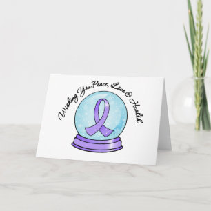 General Cancer Ribbon Merry Christmas Snowglobe Holiday Card