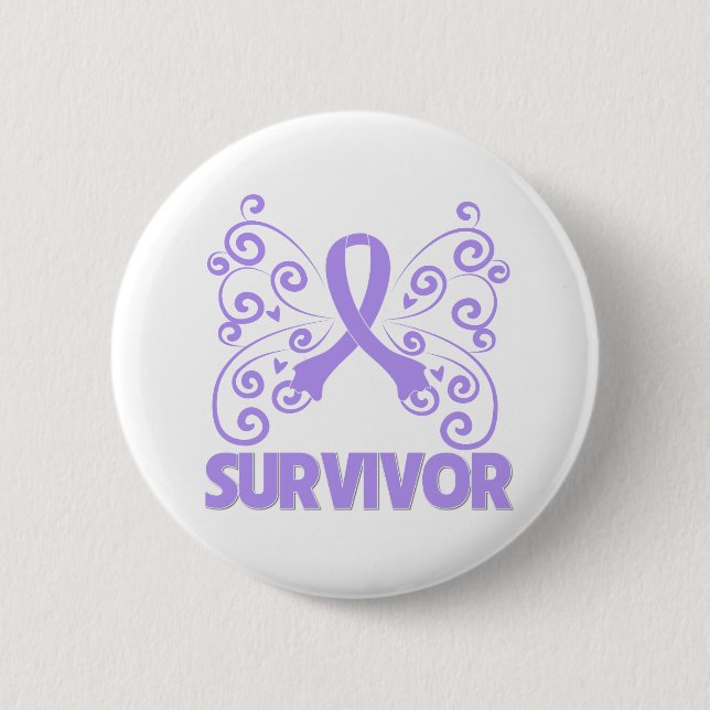 General Cancer Survivor Butterfly 6 Cm Round Badge (Front)