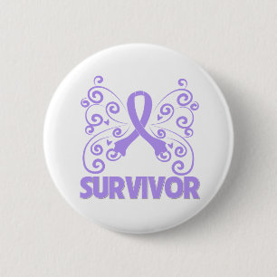 General Cancer Survivor Butterfly 6 Cm Round Badge
