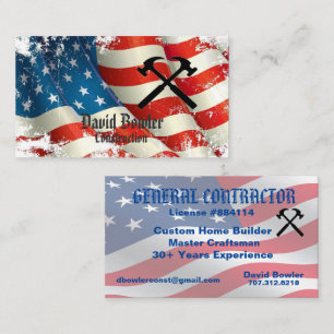 General Contractor American Flag Hammers Business Card