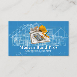 General Contractor Blueprints Engineer Business Card