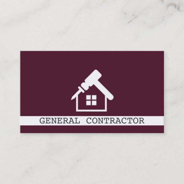 General Contractor Builder Construction Business Card (Front)